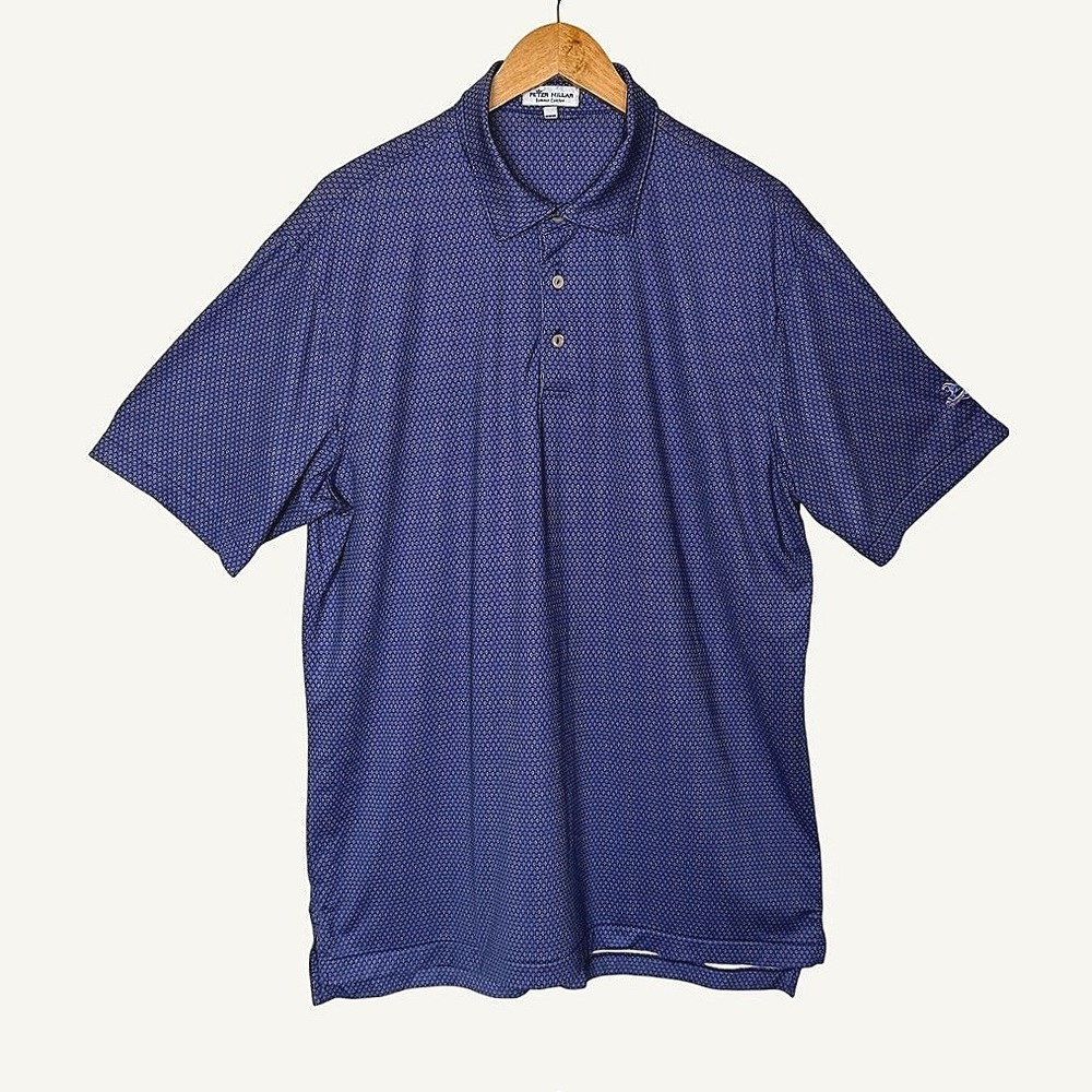 Peter Millar Summer‎ Comfort Polo Mens L Purple Tennis Racket Performance Shirt